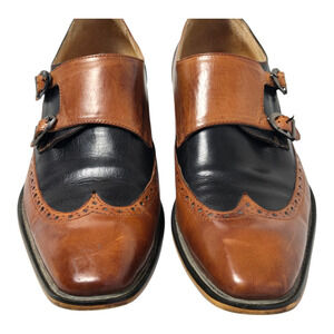 Steven Land dress Shoes 12 Buckle over Wingtips Two-toned cognac Good condition